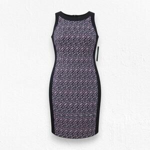 Lauren Ralph Lauren Black Pink Abstract Animal Print Sheath Knee Length Dress 14